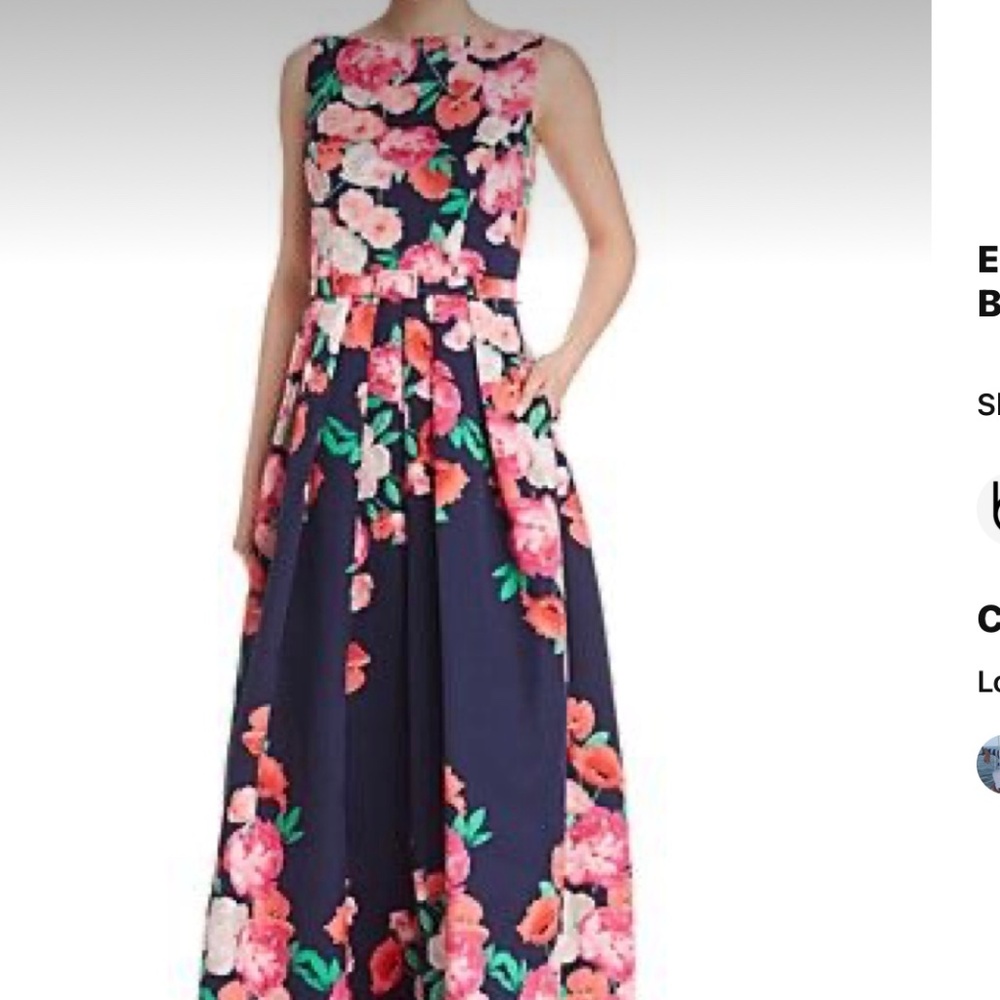 Eliza J Print Floral Belted  BallGown  size 10